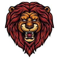 Cartoon angry lion head mascot vector