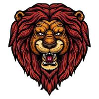 Cartoon angry lion head mascot vector