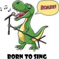 Dinosaur singing with a microphone vector