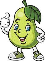 Cute pear mascot character giving a thumbs up vector