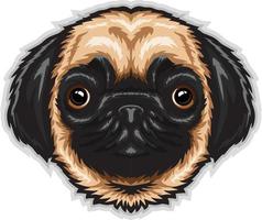 Cartoon funny pug dog head mascot vector