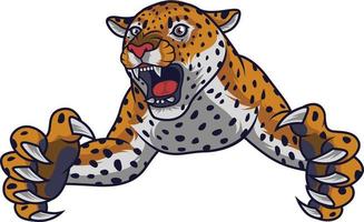 Angry leaping leopard vector