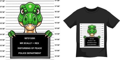 Dinosaur T-shirt Design - Criminal T rex concept vector