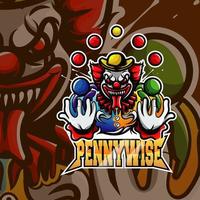 Clown esport mascot logo design vector