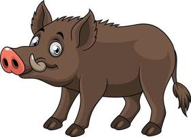 Cartoon funny wild boar vector