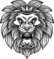 Hand drawn lion head roaring vector