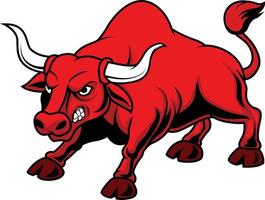 Cartoon angry charging bull mascot vector