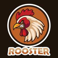 Cartoon angry rooster head mascot design vector