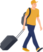 traveling man with case backpack png