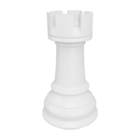 3D rendering white rook isolated on transparent background. object clipping path on PNG file