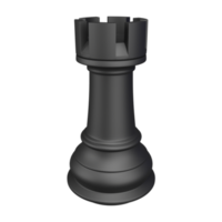 3D rendering black rook isolated on transparent background. object clipping path on PNG file