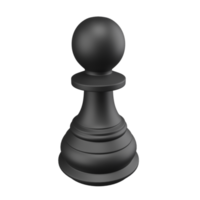 3D rendering black pawn isolated on transparent background. object clipping path on PNG file