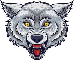 Angry wolf head mascot with open mouth vector