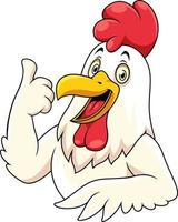 Cartoon happy rooster with showing thumbs up vector