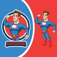 Cute strong superhero cartoon posing vector