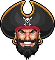 dibujos animados pirata cabeza mascota diseño vector