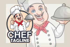 Cartoon chef holding a silver tray giving thumb up vector