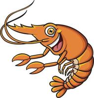 Cute shrimp cartoon on white background vector