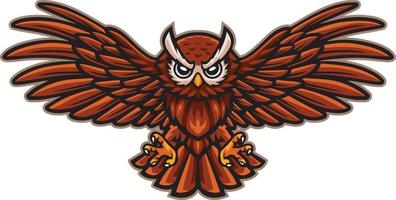 Cartoon angry owl mascot flying vector