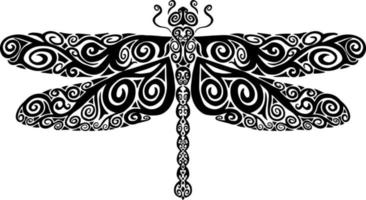 Hand drawn decorative dragonfly in zentangle style vector