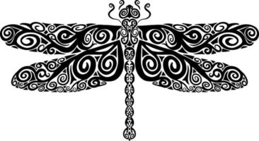 mano dibujado decorativo libélula en zentangle estilo vector