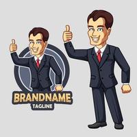 Cartoon businessman giving thumbs up sign vector