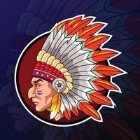 Cartoon american indian logo design template vector
