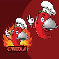 Cartoon chef chili pepper gesturing ok sign vector