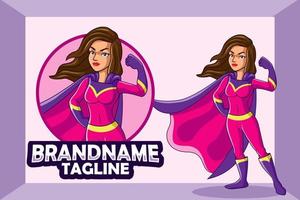 Cute super hero girl cartoon posing vector