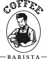 Barista waiter preparing coffee cup latte vector