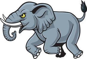 Cartoon angry elephant mascot running vector