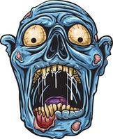 Cartoon zombie head on white background vector