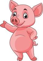 Cartoon pig posing vector