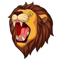 dibujos animados enojado león cabeza mascota vector