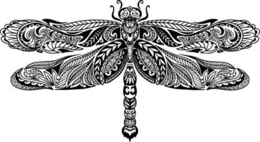 Hand drawn decorative dragonfly in zentangle style vector