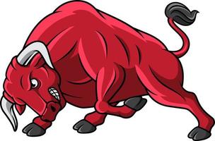 Cartoon red bull attack vector