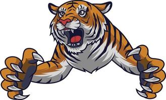 Angry leaping tiger vector
