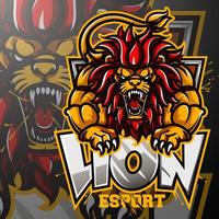 Angry lion sport logo design vector