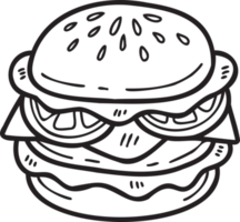 hand dragen hamburgare illustration i klotter stil png