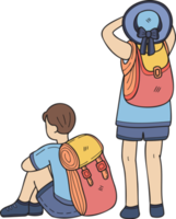 Hand Drawn Tourist couple standing illustration in doodle style png