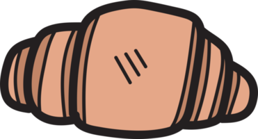 ilustración croissant dibujada a mano en estilo garabato png