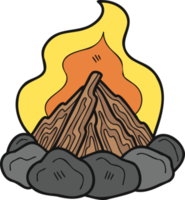 mão desenhado fogo Cova para acampamento ilustração dentro rabisco estilo png