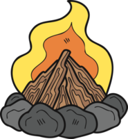 Hand gezeichnet Feuer Grube zum Camping Illustration im Gekritzel Stil png