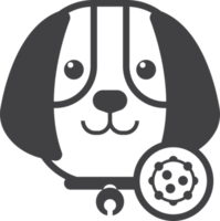 perro con ilustración de virus en estilo minimalista png