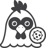 ilustración de pollo y virus en estilo minimalista png