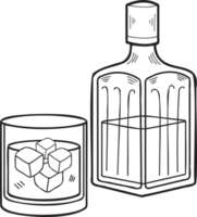 botella dibujada a mano de ilustración de whisky en estilo garabato
