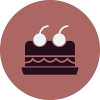 Cake With Cherry On Top Vector Icon