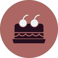 Cake With Cherry On Top Vector Icon