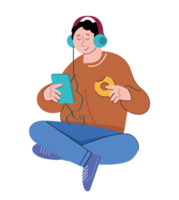 character people listening to music png