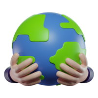 3D Illustration Holding Earth Icon png